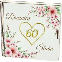Pude�ko drewniane z ksi��eczk� 60 rocznica �lubu (15x15x2cm)