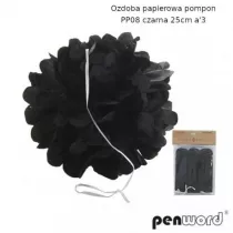 Penword Ozdoba papierowa pompon czarna 25cm