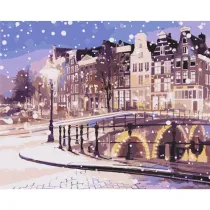 Brushme Malowanie po numerach - Bajkowy Amsterdam zim� 40x50cm