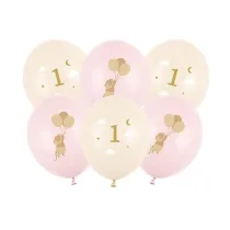 PartyDeco Balony 30 Myszki z cyferk� 1 PalePink A6 44289