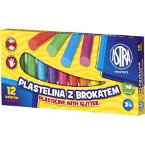 Astra Plastelina z brokatem 12 kolorów