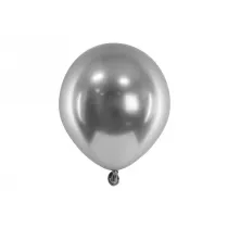 PartyDeco Balony Glossy ciemny srebrny 12cm