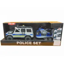 Policja + laweta z motocyklem 1:14 41x11x14cm Madej