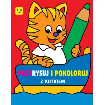 Przerysuj i pokoloruj z kotkiem
