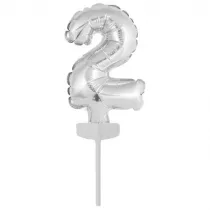 Amscan Balon foliowy mini cyfra 2 srebrna 8x12cm