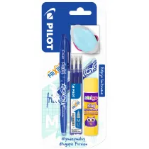 Piro kulkowe Frixion Pilot niebieskie + wkad Frixion niebieski x3+klej szybkoschncy + gumka owalna blister