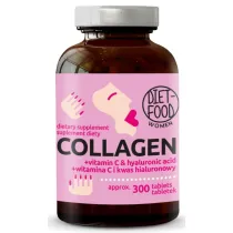 Diet-Food Kolagen woowy z kwasem hialuronowym i witamin C Suplement diety 300 tab.