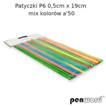 Penword Patyczki drewniane kolorowe 50 szt.