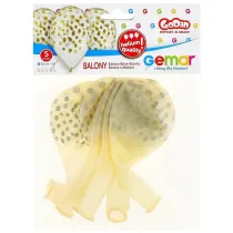 Godan Balony Premium Hel "Konfetti z�ote" transparentne 13" 5 szt.