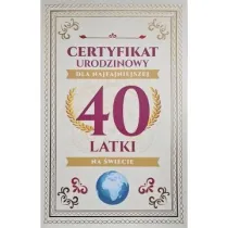 Yeku Karnet Certyfikat Urodzinowy 40 urodziny damskie