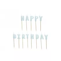 PartyDeco wieczki Happy Birthday 2,5cm bkitne 13szt