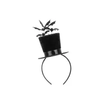 PartyDeco Opaska Cylinder z Nietoperzami 19x26cm czarny