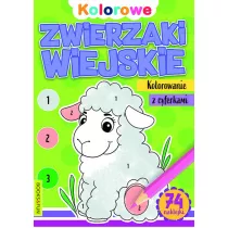 Zwierzaki wiejskie. Kolorowanie z cyferkami