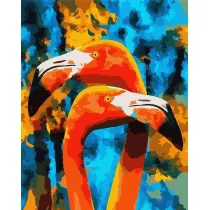 Ideyka Malowanie po numerach - Pomara�czowe flamingi 40x50cm