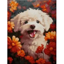 Norimpex Diamentowa mozaika Piesek w kwiatach 30x40cm 1009987