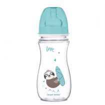 Canpol Babies Butelka szeroka antykolkowa EasyStart Exotic animals niebieska 12 m+ 300 ml