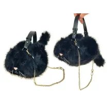 Torebka pluszowa Kot 28x20cm ze z�otym �a�cuchem