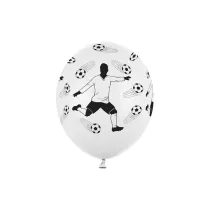 PartyDeco Balony 30cm, Pi�karz i pi�ki, Pastel White  1 op. / 6 szt.
