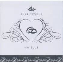 Pol-Mak Zaproszenie na lub ze zdobieniami + koperta srebrne, biae 10 szt.