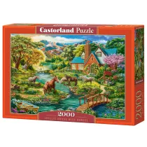 Puzzle 2000 el. Idyllic House with Horses Castorland