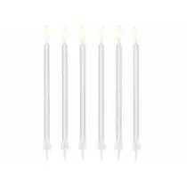 PartyDeco wieczki urodzinowe gadkie biay 14cm 12szt