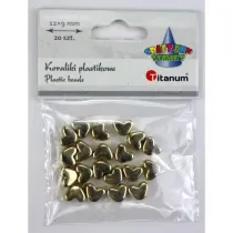 Titanum Koraliki plastikowe lustrzane serca 12x9mm 20 szt
