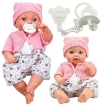 Lalka bobas czapka sweterek smoczek dwiki Leantoys