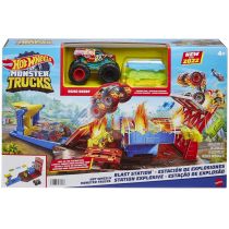 Hot Wheels Monster Trucks Demolka na stacji Zestaw HFB12 Mattel