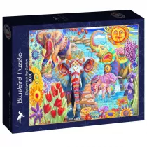 Puzzle 2000 el. Kolorowe s�onie w ogrodzie Bluebird Puzzle