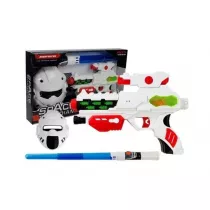 Pistolet laserowy z mask� i mieczem �wietlnym LeanToys