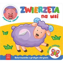 Zwierzta na wsi. Kolorowanka z grubym obrysem
