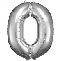 Amscan Balon foliowy cyfra 0 srebrna 70x86cm
