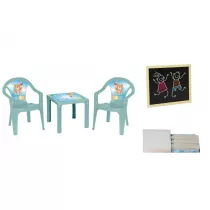Stolik i dwa krzesa + tablica pastel turkus 3Toysm