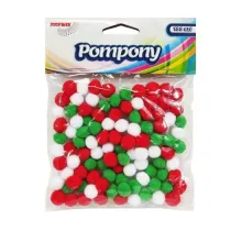 Brewis Pompony mix kolor�w 1cm czerwone, bia�e, zielone POM42