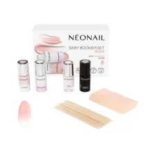 NeoNail _SET Baby Boomer Nude baza do paznokci  + lakier hybrydowy Biay  + top hybrydowy  + patyczki drewniane 10szt + gbeczki do ombre 8szt. 6 szt.