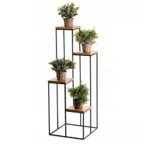 HowHomely Nowoczesny kwietnik stojak 110 cm z blatami z pyty MDF w kolorze Db Lancelot