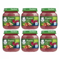 Gerber Organic Deserek jabko burak dla niemowlt po 6 miesicu Zgrzewka 6 x 125 g Bio