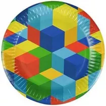 Arpex Talerze papierowe Klocki 18cm 8 szt.