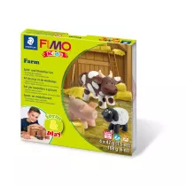 Staedtler Fimo Masa plastyczna termoutwardzalna Kids, Form&Play Farma, 42g, 4 kostki, zestaw z akcesoriami 4x42g