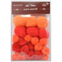 Galeria Hobby Pompony tonacyjne czerwono pomara�czowe 15-40mm