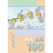 Kreska, Papier kolorowy pastelowy A4, 100 kartek, 160 g/m2, wielokolorowy