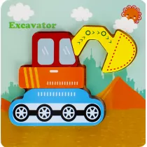 Puzzle Ukadanka drewniana koparka 4 elementy Mega Creative