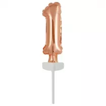 Amscan Balon foliowy mini cyfra 1 r�owe z�oto 4x12cm