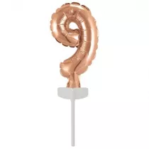 Amscan Balon foliowy mini cyfra 9 r�owe z�oto 7x12cm
