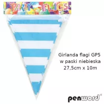 Penword Girlanda flagi w paski niebieska 27.5cmx10m