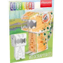 Cube head. Dino. Welociraptor. Z i pokoloruj