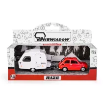Fiat 126p + przyczepa Niewiad�w Kemping czerwony Daffi