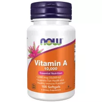Now Foods Witamina A 10000 IU z oleju z wtrbek rybnych softgels suplement diety 100 kaps.
