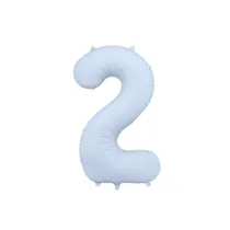 PartyDeco Balon foliowy Cyfra 2 mglisty niebieski 86cm