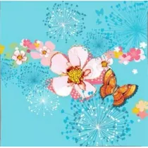 Clear Creations Karnet Swarovski kwadrat CL2908_BL Kwiaty bkitny